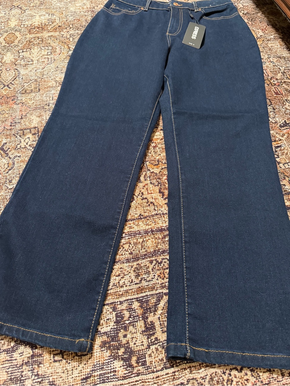 Express Dark Indigo Wide-Leg Flare Jeans